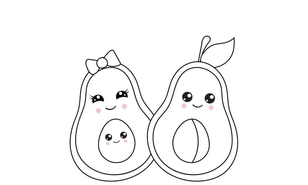 Online coloring book: Smiling avocado coloring book